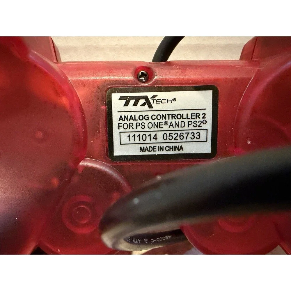 TTX Tech Analog Controller 2 Clear Red Wired PS2 PS1 Controller
